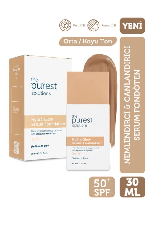 The Purest Solutions مرطوب‌کننده و شاداب‌کننده سرم فونداسیون SPF 50+، 30 میلی‌لیتر