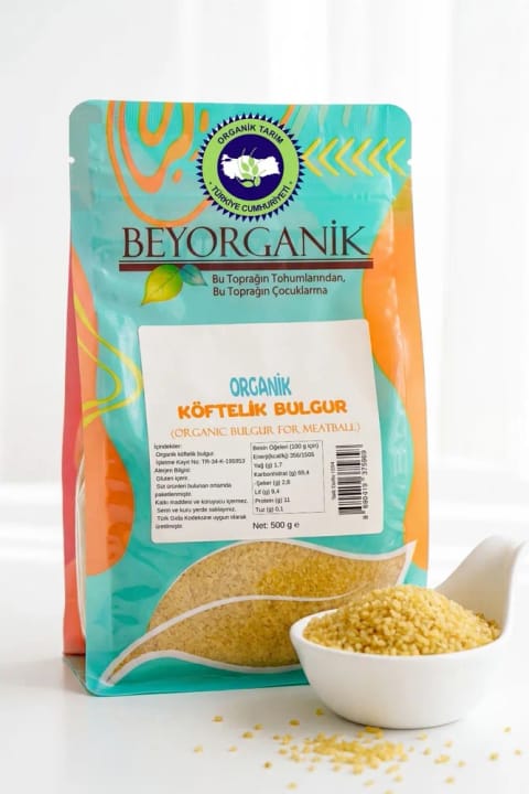 BEYORGANİK Organic Bulgur for Meatballs 500g (with Pesticide and Aflatoxin Analysis)
