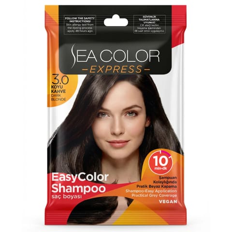 Sea Color شامپو رنگ مو اکپرس 3.0 قهوه‌ای تیره