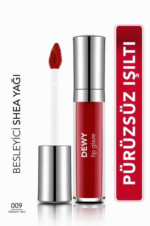 Flormar Dewy Lip Glaze مرطوب‌کننده نیمه شفاف براق کننده لب — 009 Vibrant Red