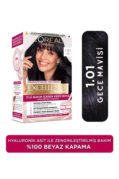 رنگ مو L'Oreal Paris Excellence Creme 1.01 آبی شب