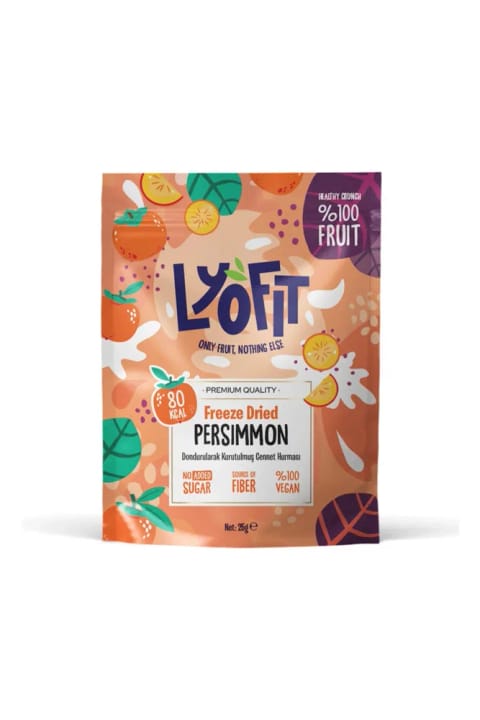 Lyofit Food چیپس میوه خشک خرمالو - خشک‌شده به روش انجمادی (Freeze Dried)