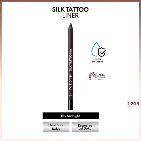 Note Silk Tattoo Liner خط چشم ژلهای ابریشمی ضدآب 01 Midnight
