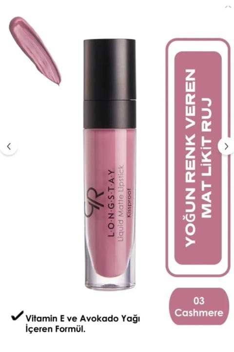 Golden Rose Longstay Liquid Matte Lipstick No: 03 - رژ لب مایع مات ماندگار و بدون پخش