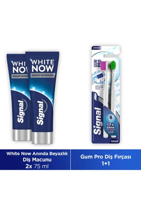 Signal White Now Original خمیردندان سفیدکننده فوری + مسواک Gum Pro