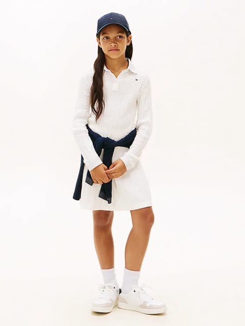 Tommy Hilfiger دخترانه مینی کابل کشباف پیراهن