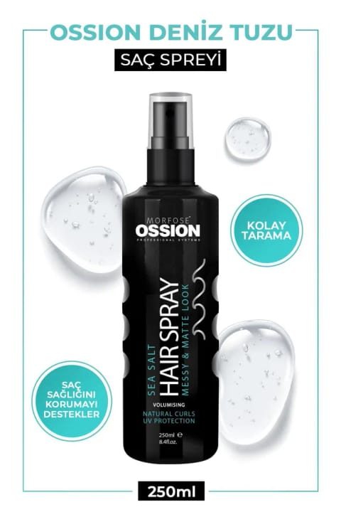 Morfose Ossion اسپری نمک دریا ۲۵۰ میلی‌لیتر - ظاهر مات، امواج طبیعی و م...