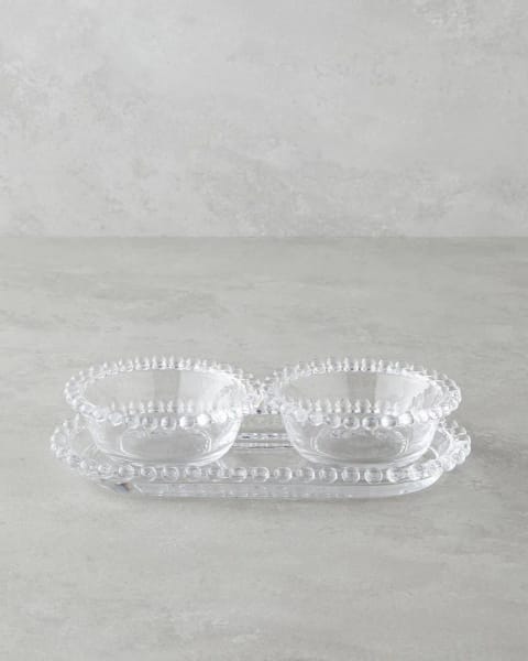 سرویس ظرف سرو شیشه‌ای Miny 3 تکه 25x13x2.5 سانتی‌متر شفاف
