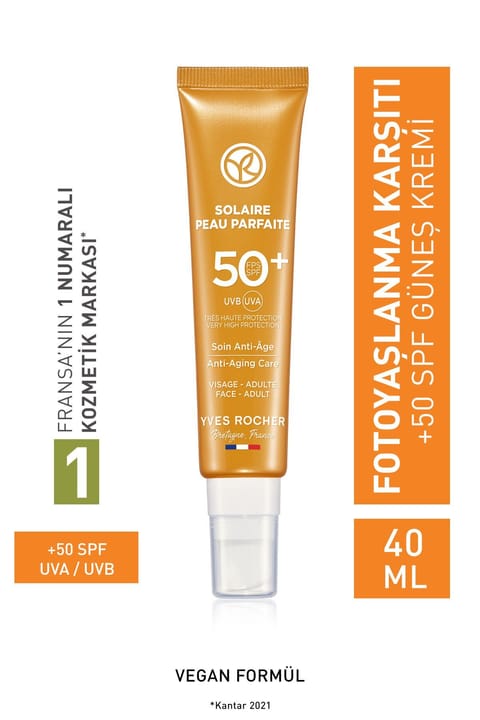 Yves Rocher کرم ضد آفتاب صورت SPF 50 با محافظت بالا ضد پیری نوری و ضد لک