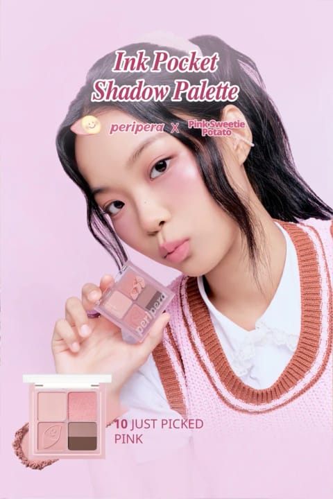 پالت سایه چشم ۴ رنگ PERIPERA Ink Pocket Shadow (مات و براق) — 10 Just Picked Pink