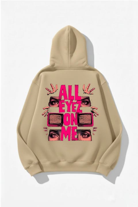 سویشرت اورسایز یونیسکس uyguntarz با بافت نرم، طرح چاپی All Eyez Me و پارچه ۳ نخ