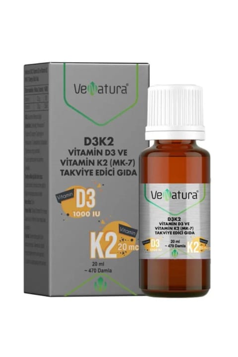 VeNatura D3K2 ویتامین D3 و مناکینون 7 مکمل غذایی 20 میلیلیتر