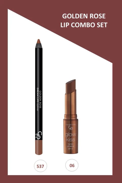 Golden Rose Glow Kiss رنگی لب مرطوبکننده شماره 6 و Dream Lips مداد لب