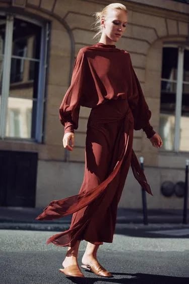 پیراهن بلند ژرژت کمربنددار