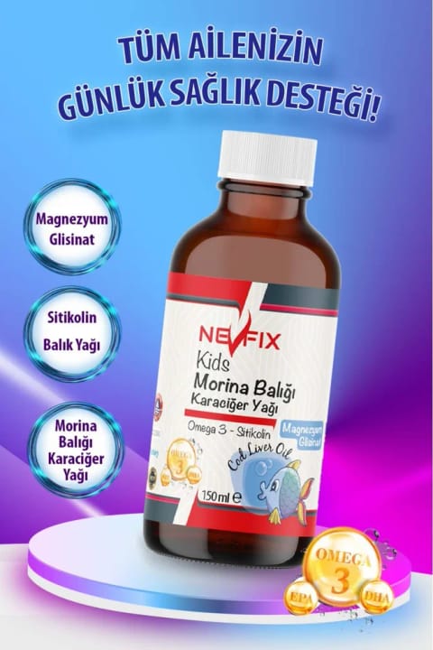 Nevfix Magnesium Glycinate Omega 3 Cod Liver Oil 150 Ml Zinc Citicoline Folic ...