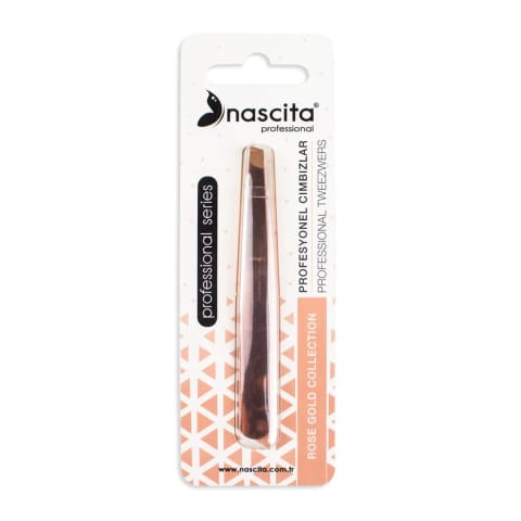 موچین نوکباریک کناری برنزی Nascita از جنس استیل ضدزنگ NASCIMBIZ058