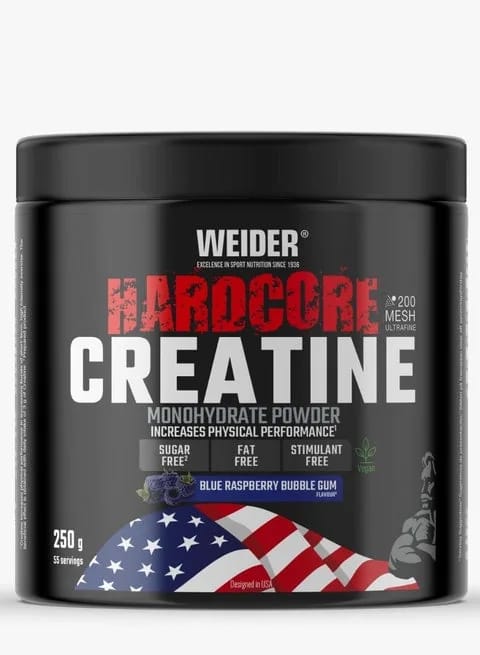 پودر کراتین مونوهیدرات Weider Hardcore ۲۵۰ گرم - طعم آدامس بادکنکی بلوبری رزبری