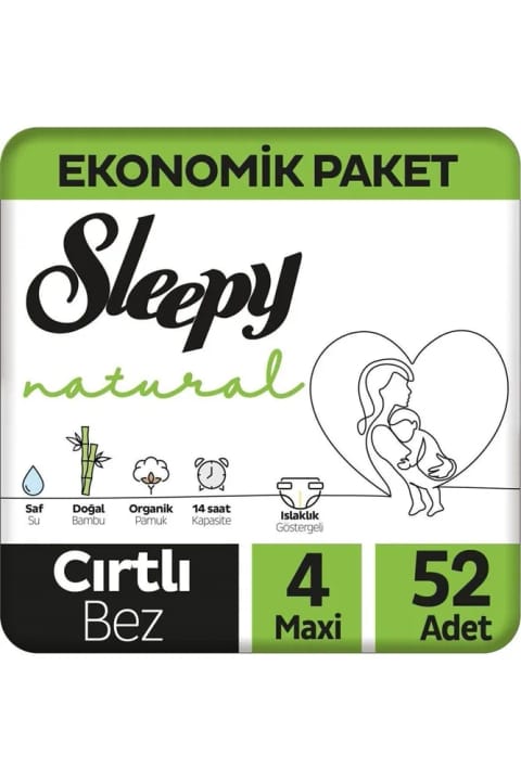 پوشک بچه Sleepy Natural پک اقتصادی سایز ۴ مَکسی ۵۲ عددی