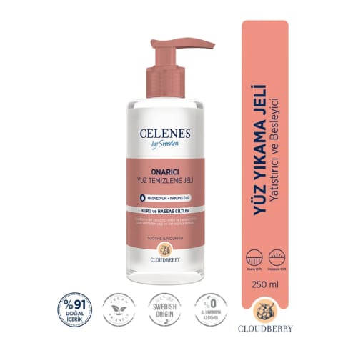 Celenes Cloudberry شوینده صورت ژل مرطوب‌کننده و تسکین‌دهنده ۲۵۰ میلی‌لیتر