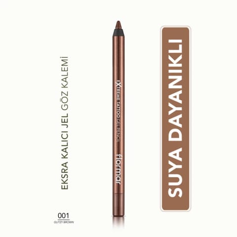 Flormar Extreme Tattoo ژل خط چشم فوق ماندگار و درخشان 001 Glitzy Brown