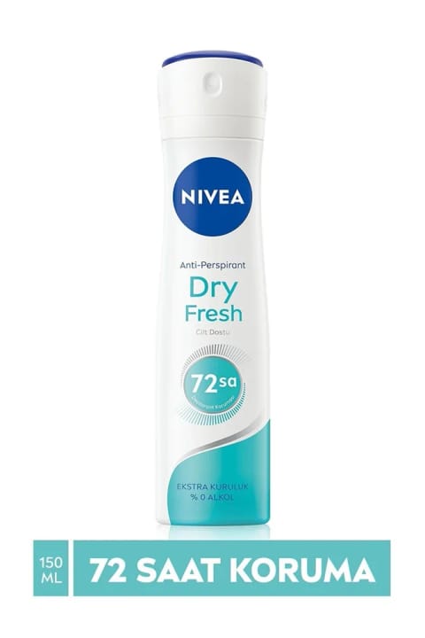 NIVEA اسپری دئودورانت زنانه Dry Fresh، محافظت ضد تعریق ۴۸ ساعته (۱۵۰ میلیلیتر)