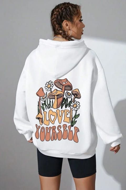 سویشرت اورسایز یونیسکس چاپ Love Yourself uyguntarz