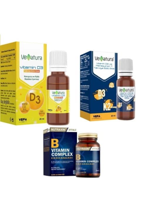 وناتورا D3K2 قطره 20 میلیلیتر + D3 قطره 1000 واحد + Nutraxin B کمپلکس
