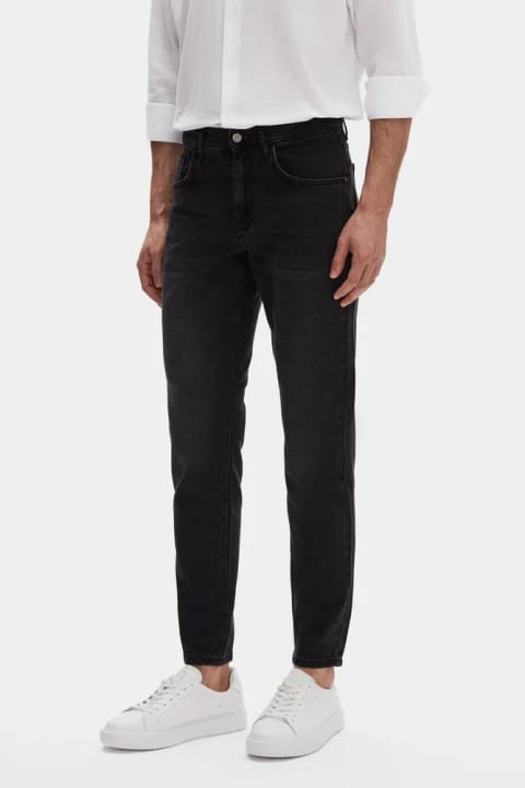 D'S Damat Ds Damat Comfort Fit آنتراسیت شلوار جین راسته پنج جیب دنیم شسته...