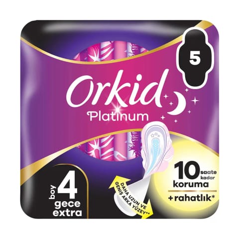 نوار بهداشتی اورکید پلاتینیوم شب اکسترا بالدار ۵ عددی
