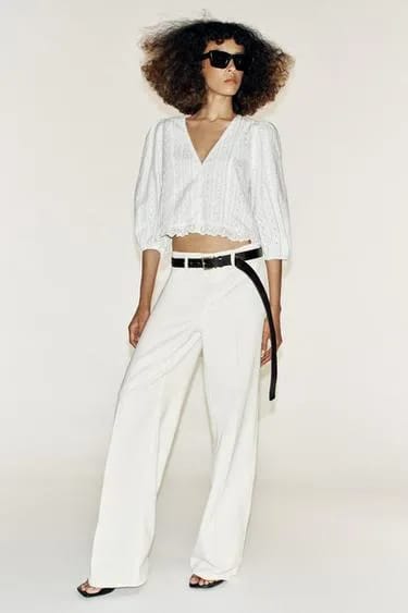 بلوز گلدوزی مشبک Zara