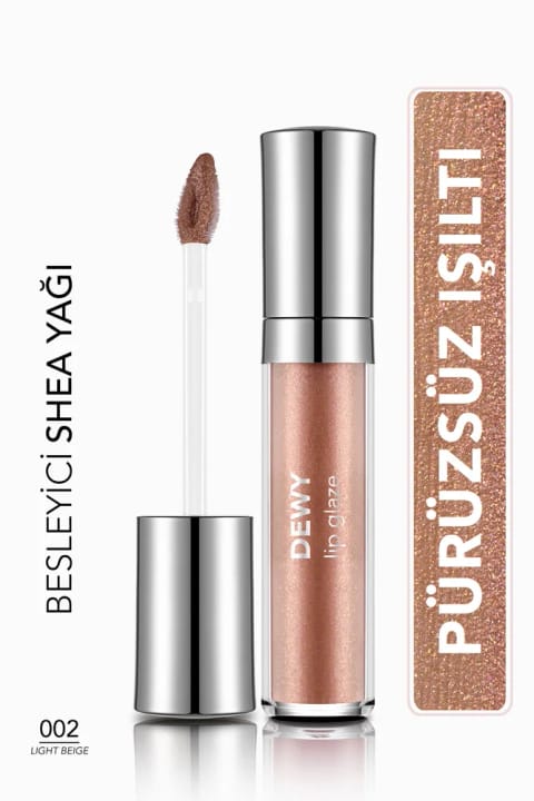 Flormar Dewy Lip Glaze مرطوبکننده نیمه شفاف براق کننده لب — 002 Light Beige
