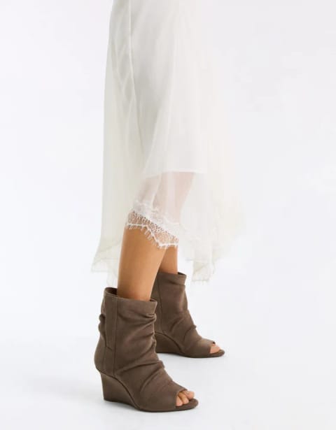چکمه مچ پا Wedge پنجهباز Slouchy