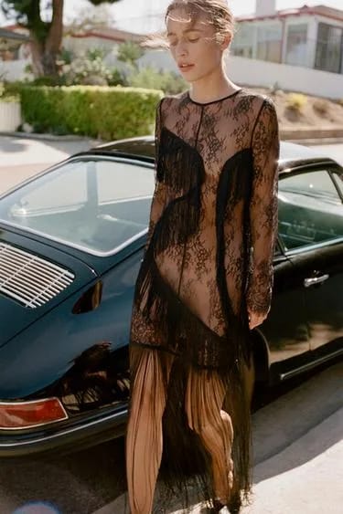 LACE DRESS WITH FRINGING