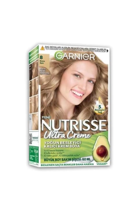 رنگ مو کرمی دائمی مغذی Garnier Nutrisse شماره 8 بلوند تیره