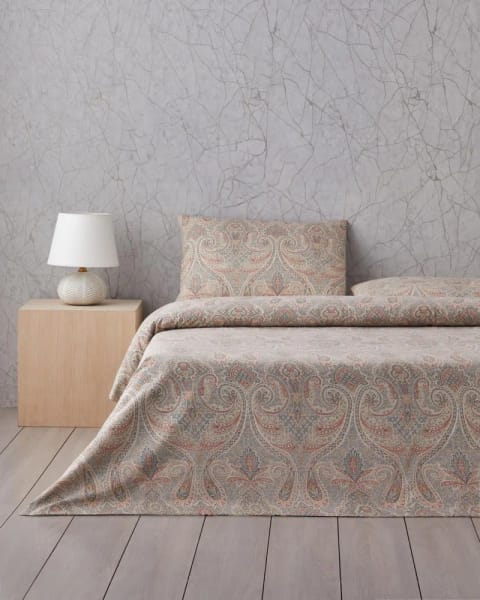 ست روپوش تخت دونفره با ملحفه Boho Chic پنبه‌ای ۲۰۰×۲۲۰ سانتی‌متر بژ