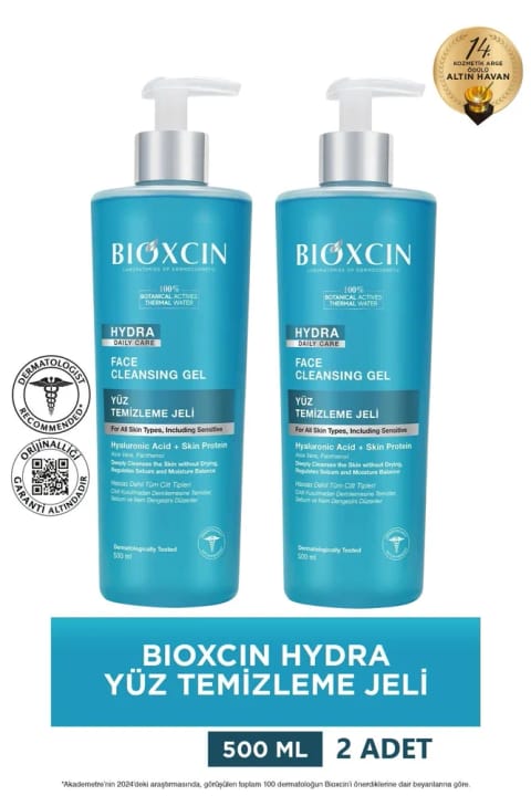 Bioxcin Hydra شوینده صورت برای پوست خشک و حساس 2×500 میلیلیتر - هیالورونیک اسید