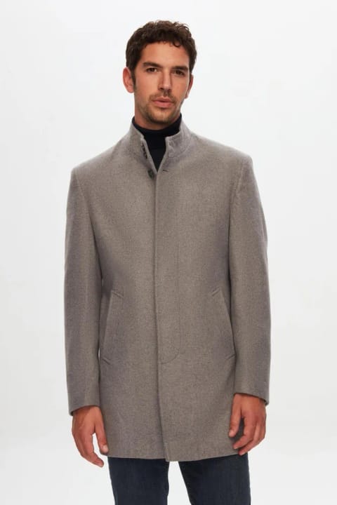 D'S Damat کت کشمیر یقه حکیم گری سایز Regular Fit