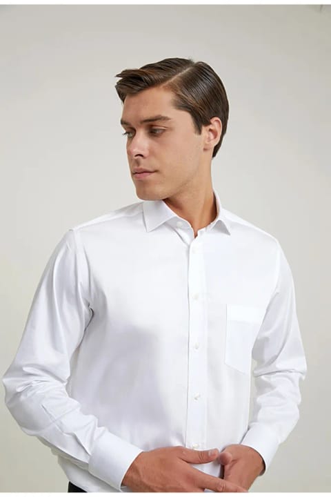 D'S Damat پیراهن ساده سفید فیت رگولار