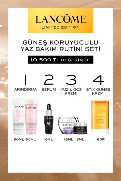 Lancome ست روتین مراقبت تابستانه - پاککننده، تونر، سرم، کرم صورت و دور چشم، ...