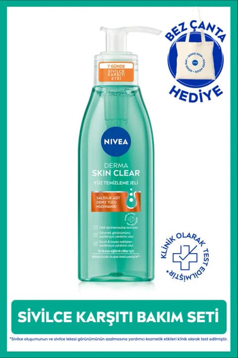 ژل شستشوی صورت ضد جوش NIVEA Derma Skin Clear در ۷ روز، ۱۵۰ml، بدون ...