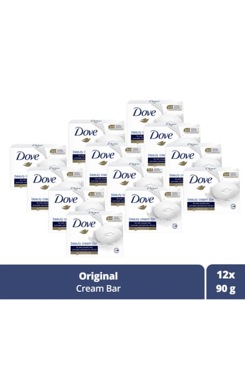 Dove Beauty Cream Bar صابون زیبایی جامد Original مرطوبکننده 90 گرم × 12 عدد