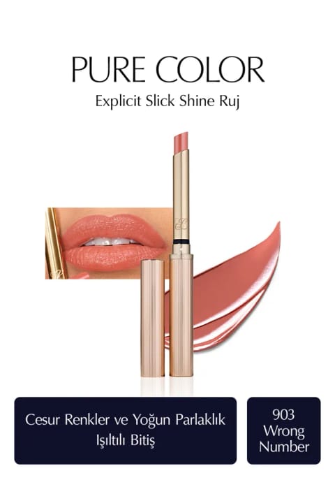 رژ لب براق Estee Lauder مدل Pure Color Explicit Slick Shine - رنگ Ren... — 903 Wrong Number