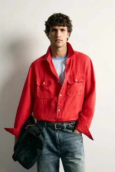 100% LINEN REGULAR FIT OVERSHIRT زیرپوش مردانه لینن