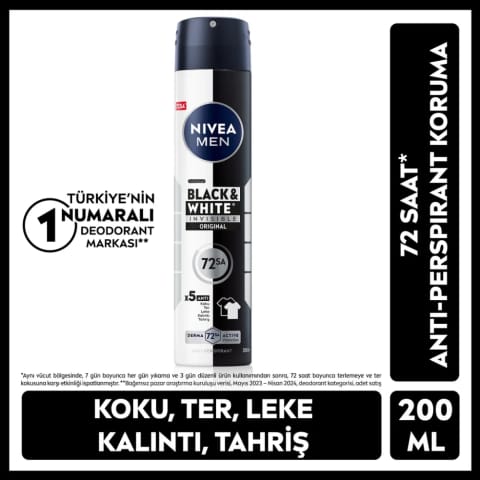 Nivea Men اسپری دئودورانت مشکی و سفید نامرئی اورجینال ۲۰۰ میلیلیتر