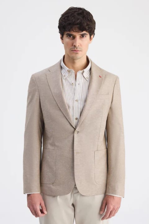 کت D'S Damat مدل اسلیم فیت پارچه ساده ویزون