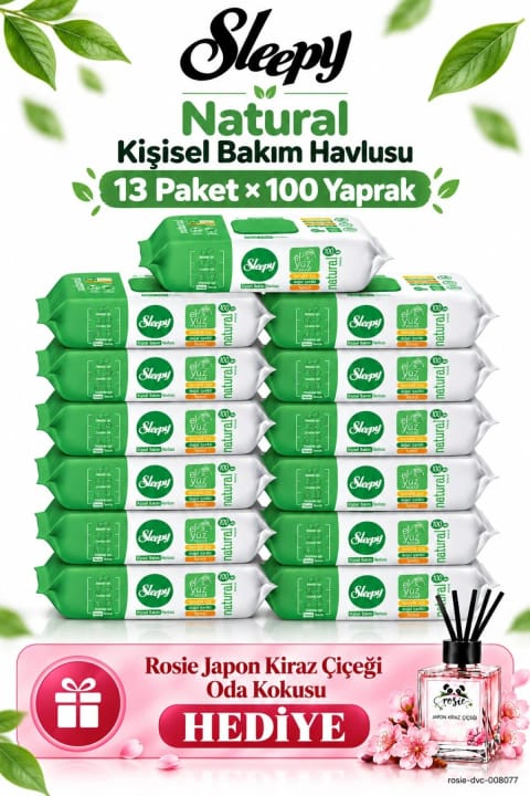 ست مگا حوله بهداشتی شخصی Sleepy Natural ۱۳ عددی ۱۰۰ برگ - Rosie اتاق...