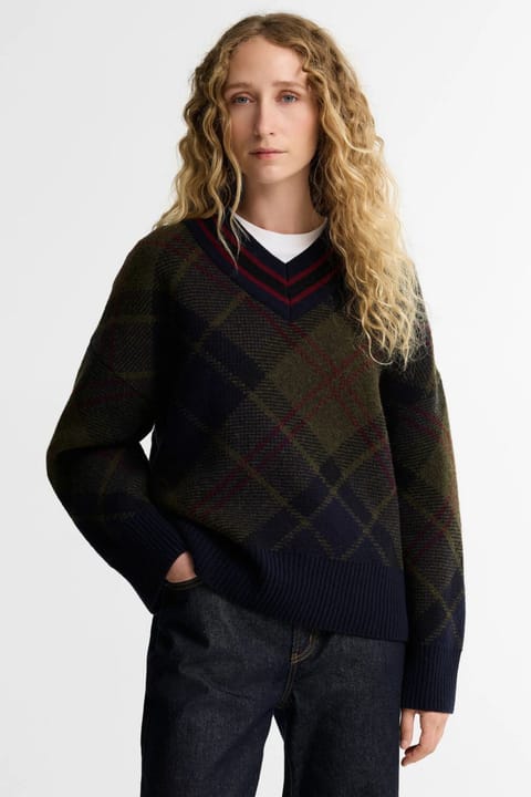 بافت کشباف زنانه Barbour Shae مدل TN43 طرح Shadow Classic Tartan