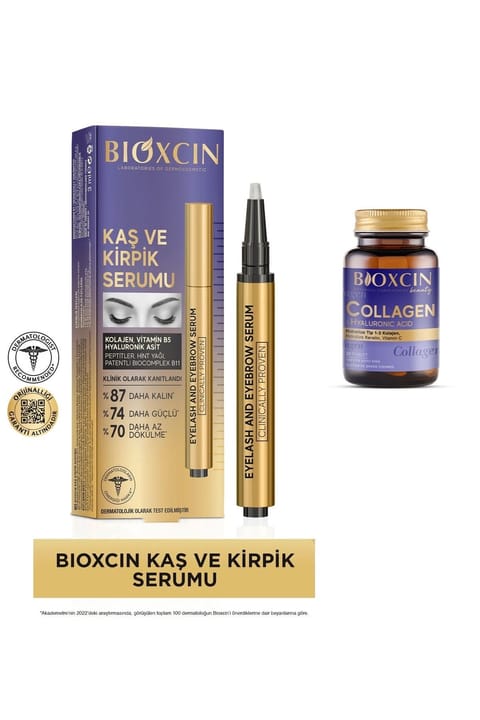 Bioxcin سرم ابرو و مژه - کلاژن هیالورونیک + Bioxcin Collagen 30 قرص