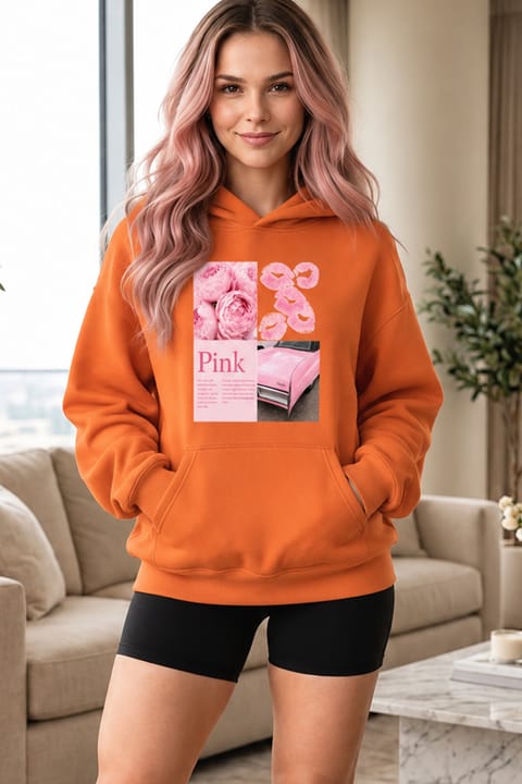 هودی اورسایز یونیسکس PINKCAR چاپی uyguntarz
