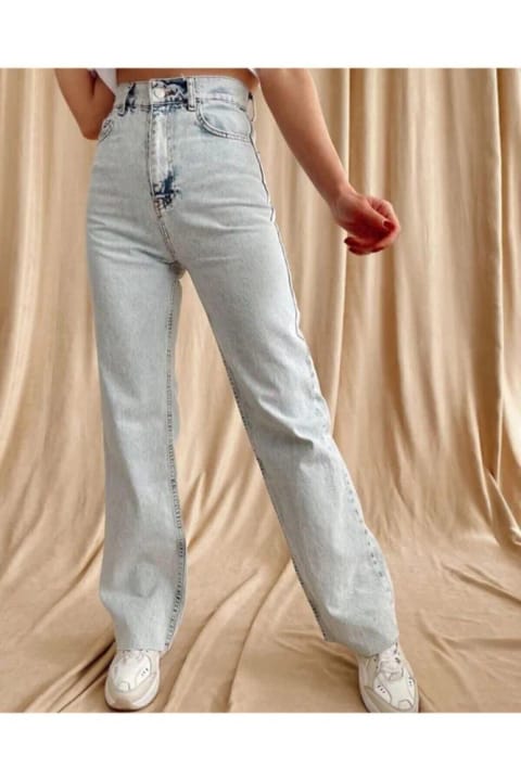 DRC trend Larina 90's Blue Snow Wash High Waist Palazzo Casual Jean Pants